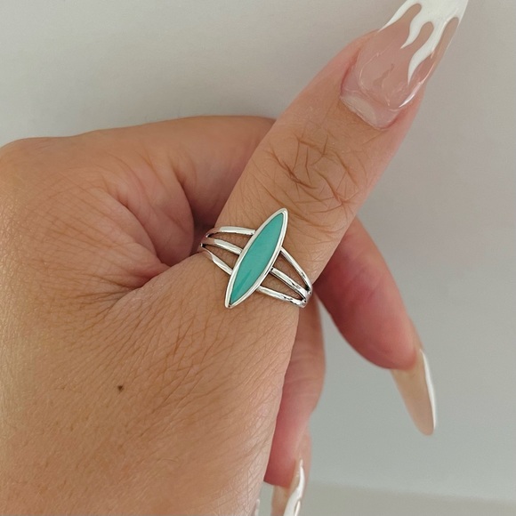 Sterling silver turquoise ring, turquoise ring, silver turquoise ring - Picture 7 of 12